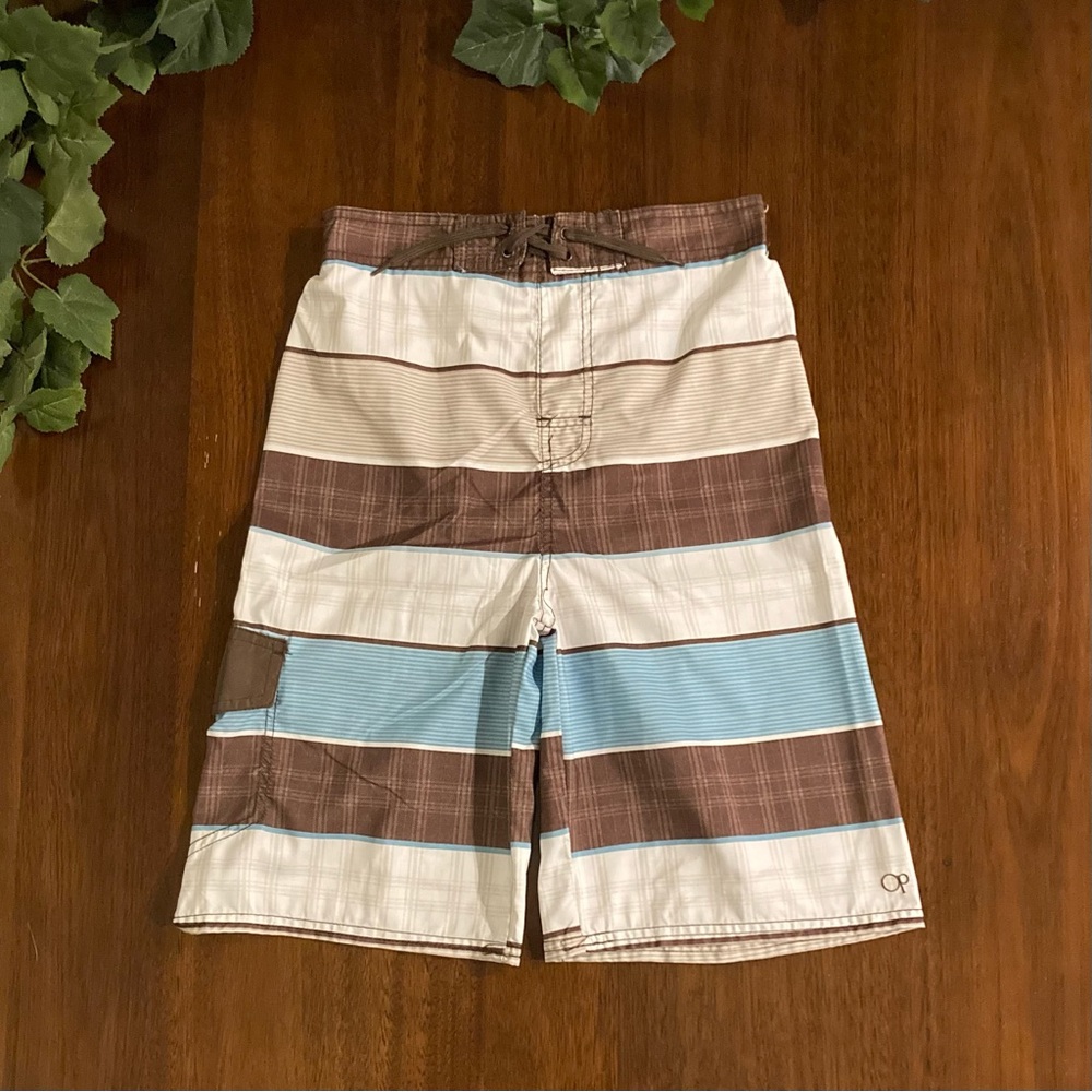 Boy’s Multi-Color Stripe Pattern Swim Trunks Size Extra Large (14-16)